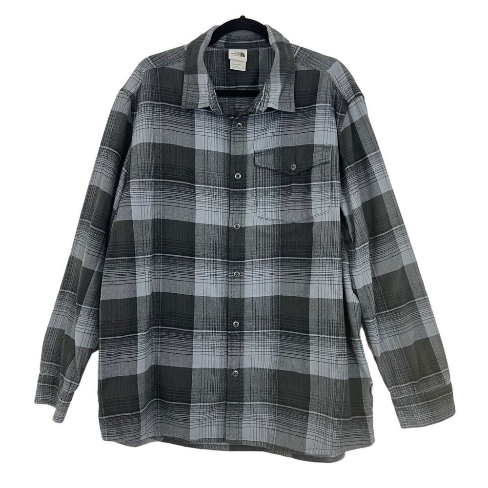 The North Face Mens Size XXL Gray Plaid Stayside Chamois Long-Sleeve Shirt